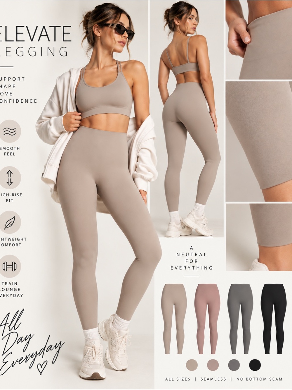 Victoria's Secret Elevate High-Rise Legging in Taupe Sz M NWT